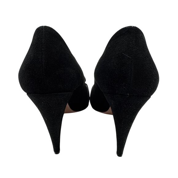 Prada Rosette Peep Toe Black Suede High Heel Pumps Size 38.5 - Picture 5 of 9